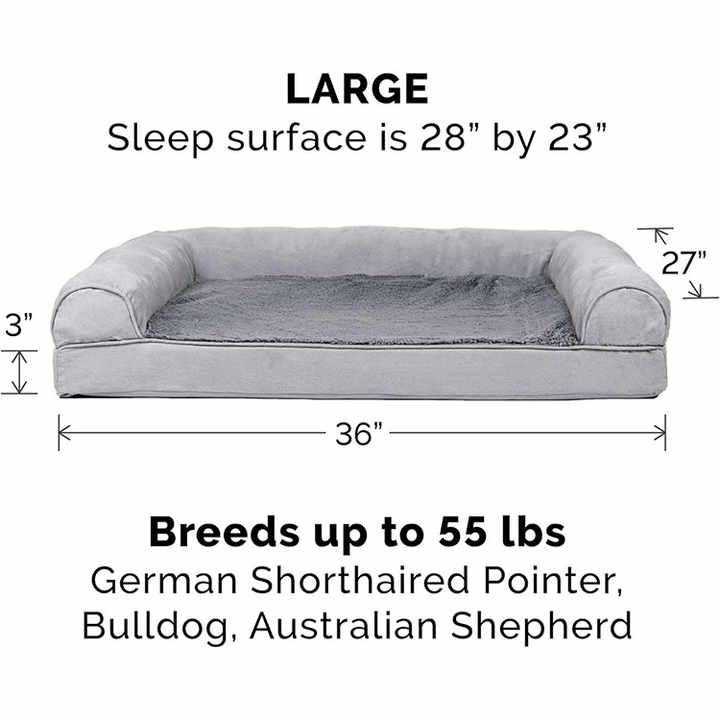 Gray Removable Bolsters & Washable Cover Orthopedic Dog Bed for Large/Medium Dogs