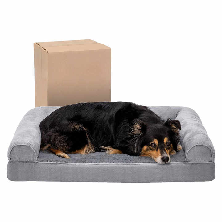 Gray Removable Bolsters & Washable Cover Orthopedic Dog Bed for Large/Medium Dogs