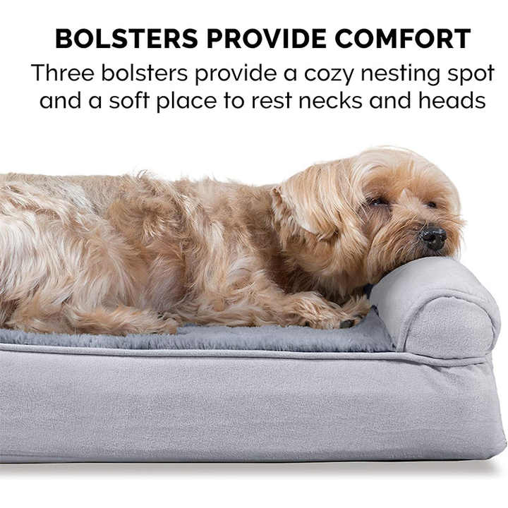 Gray Removable Bolsters & Washable Cover Orthopedic Dog Bed for Large/Medium Dogs