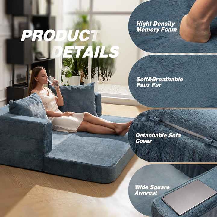 Oeko-Tex Certified Bean Bag Sofa Dog Bed 3-in-1 Bean Bag Couch Folding Bean Bag Chair for Adults Dog