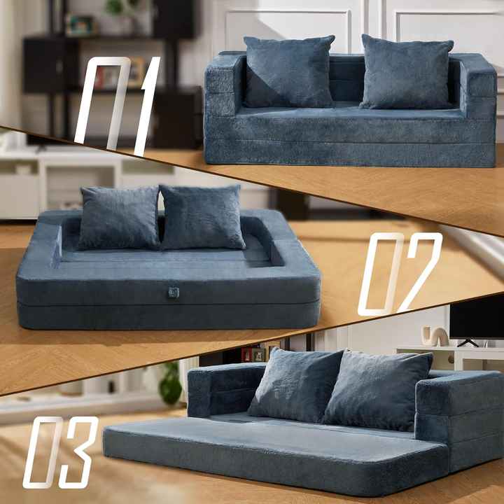 Oeko-Tex Certified Bean Bag Sofa Dog Bed 3-in-1 Bean Bag Couch Folding Bean Bag Chair for Adults Dog