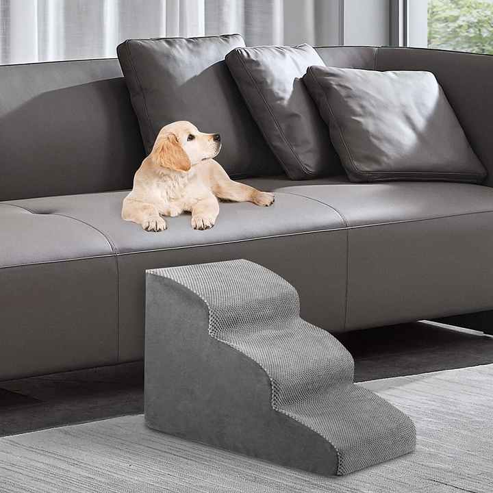 3 Steps Pet Stairs with Certified High Density 30D Foam for Dogs and Cats