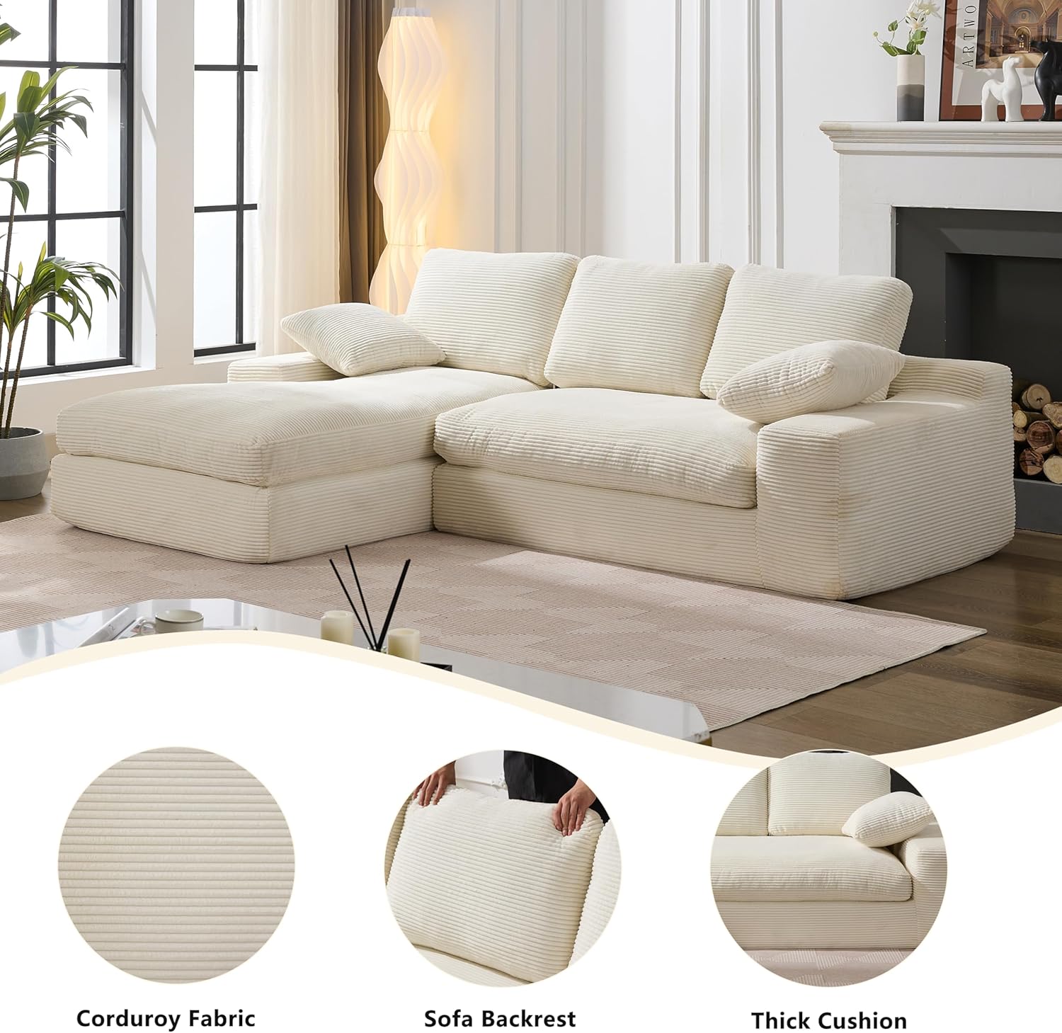 98" Living Room L Shape Modular Combination Sofa