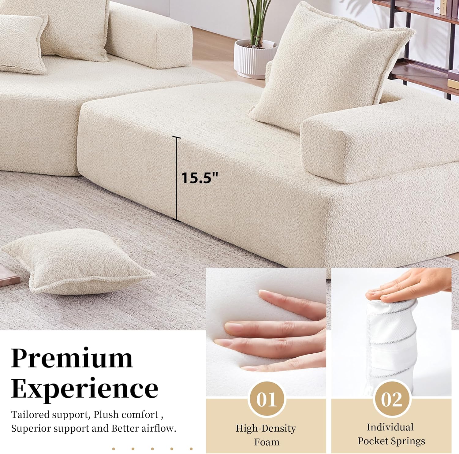 Oversized L Shape Modular Compressed Sofa Set