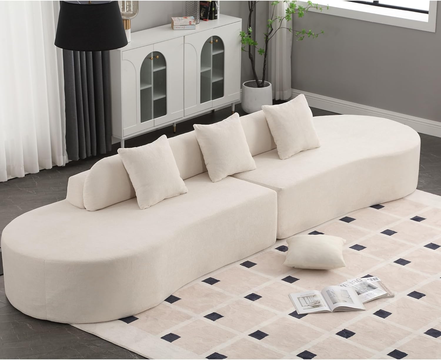 Curved Sectional Sofa Couch For Living Room Apartment Bedroom