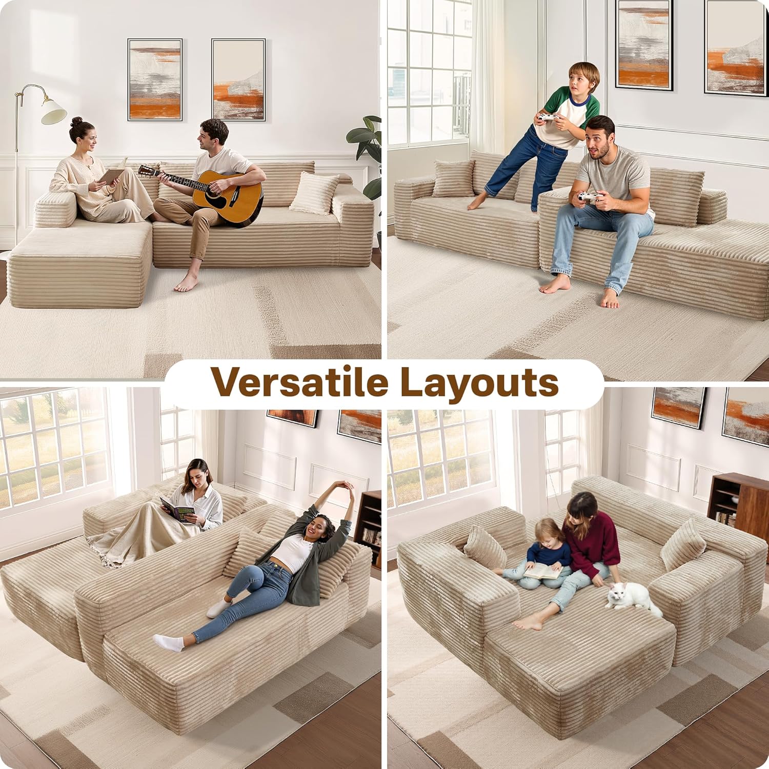 106" L-Shape Modular Combination Sofa Set