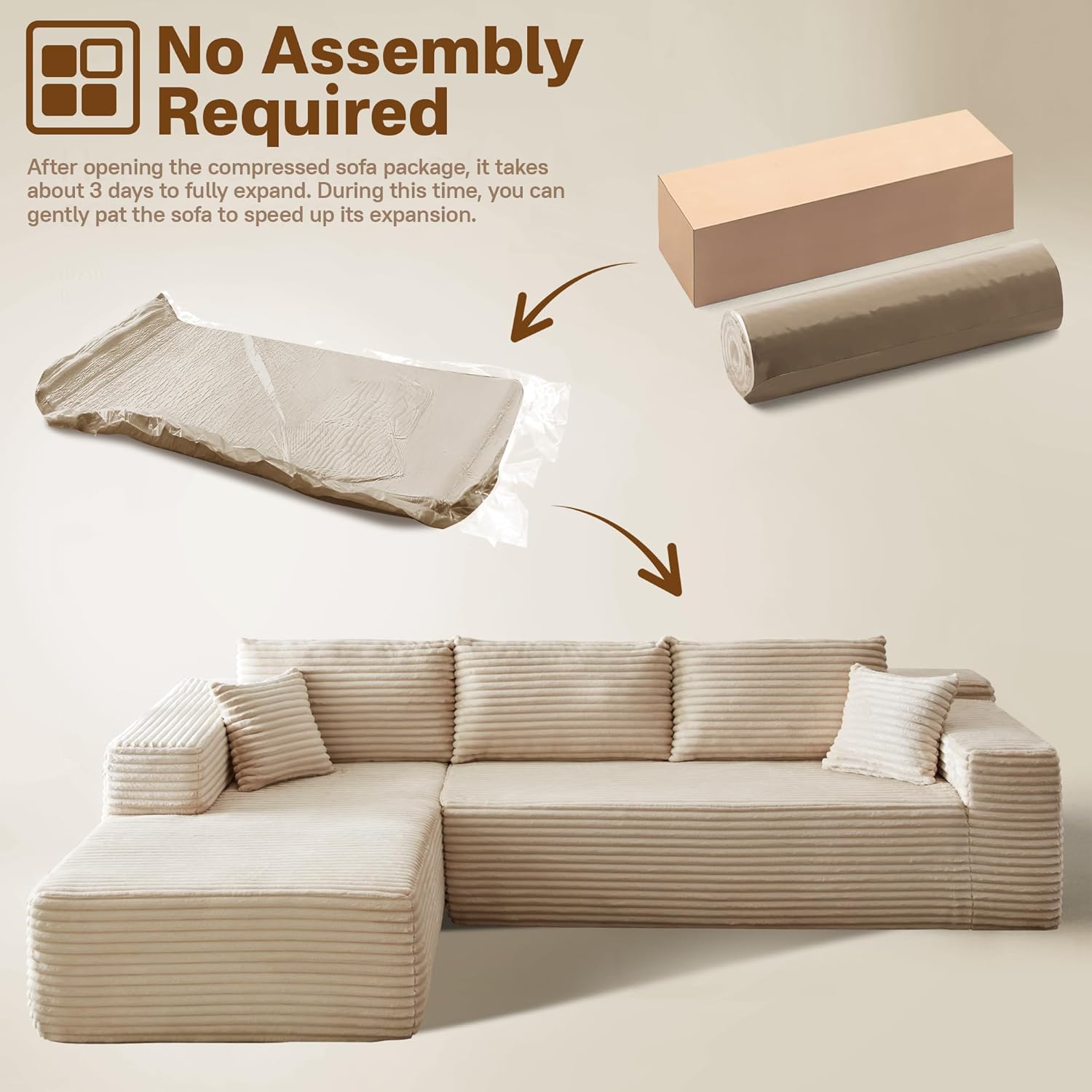 106" L-Shape Modular Combination Sofa Set