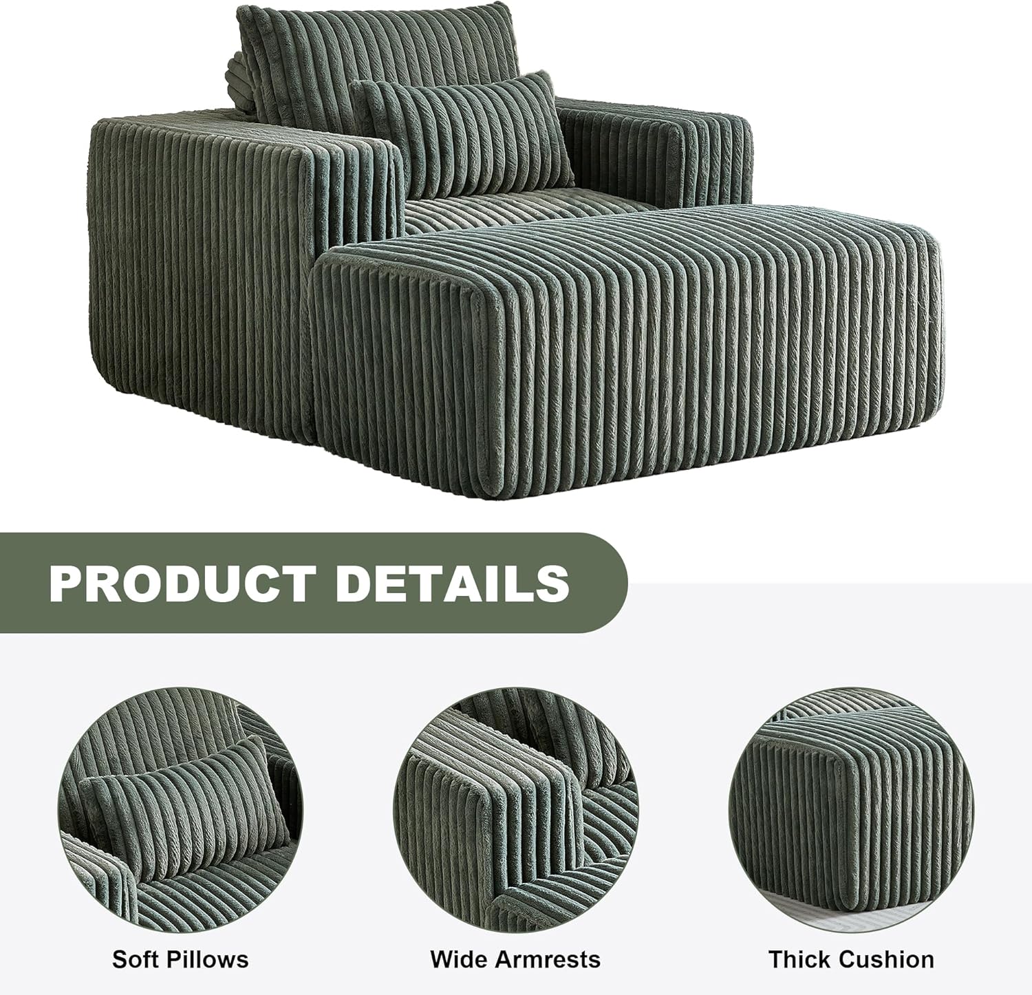 Compressed Chaise Longue Chair With Three Pillow