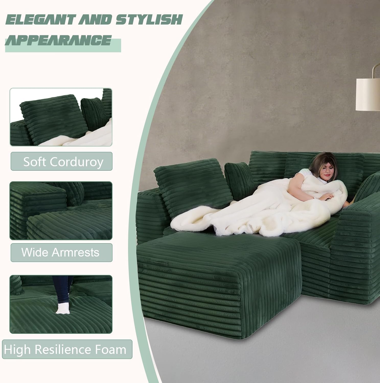 146" Modular Sectional Vacuum Compression Sofa