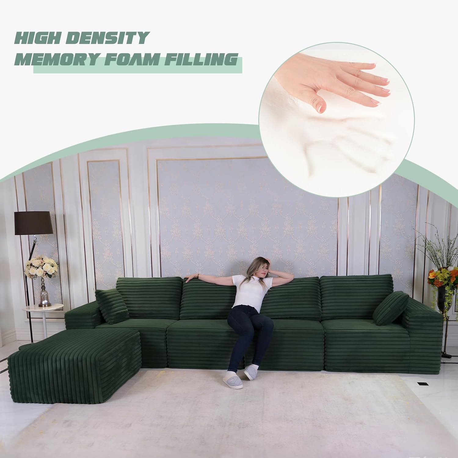 146" Modular Sectional Vacuum Compression Sofa