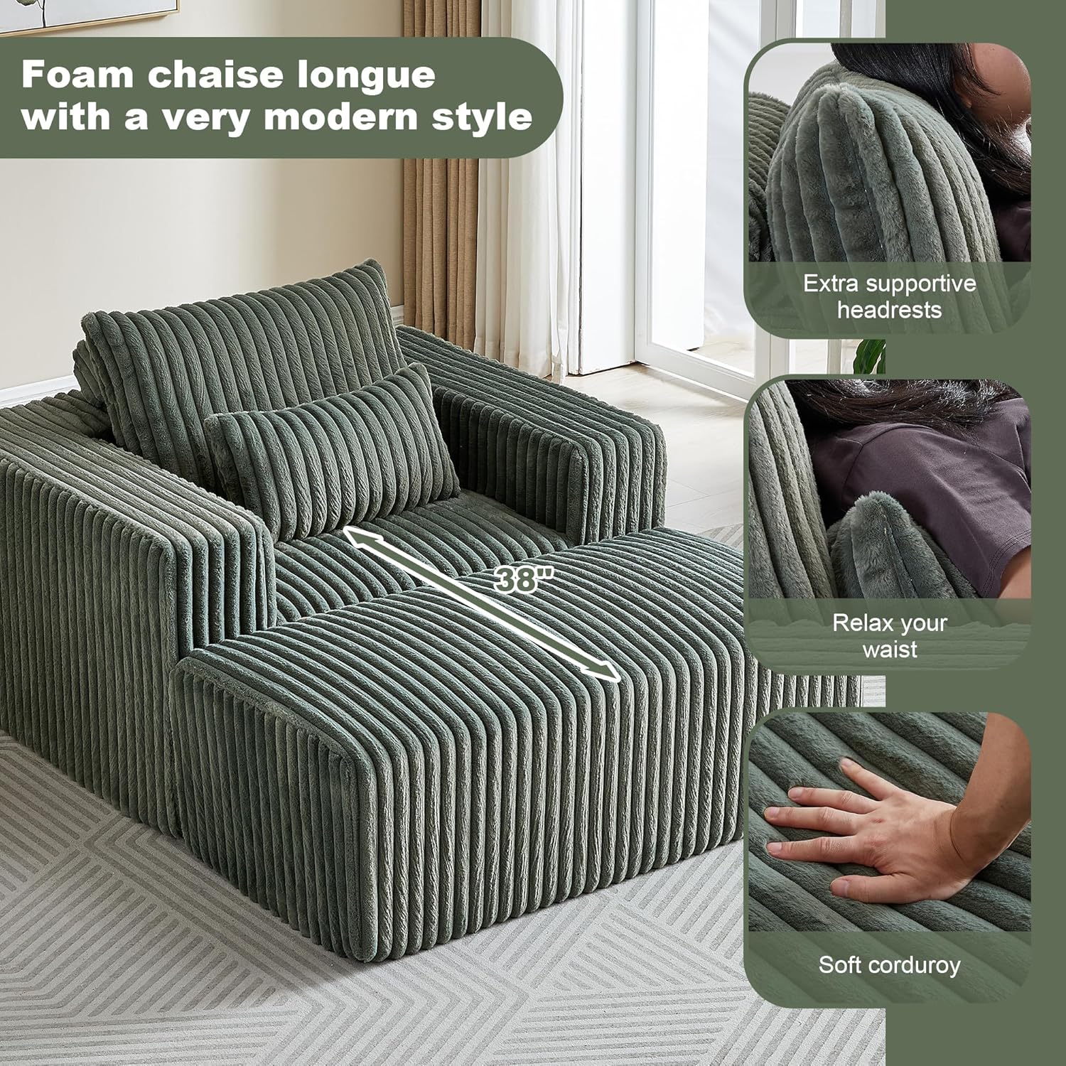 Compressed Chaise Longue Chair With Three Pillow