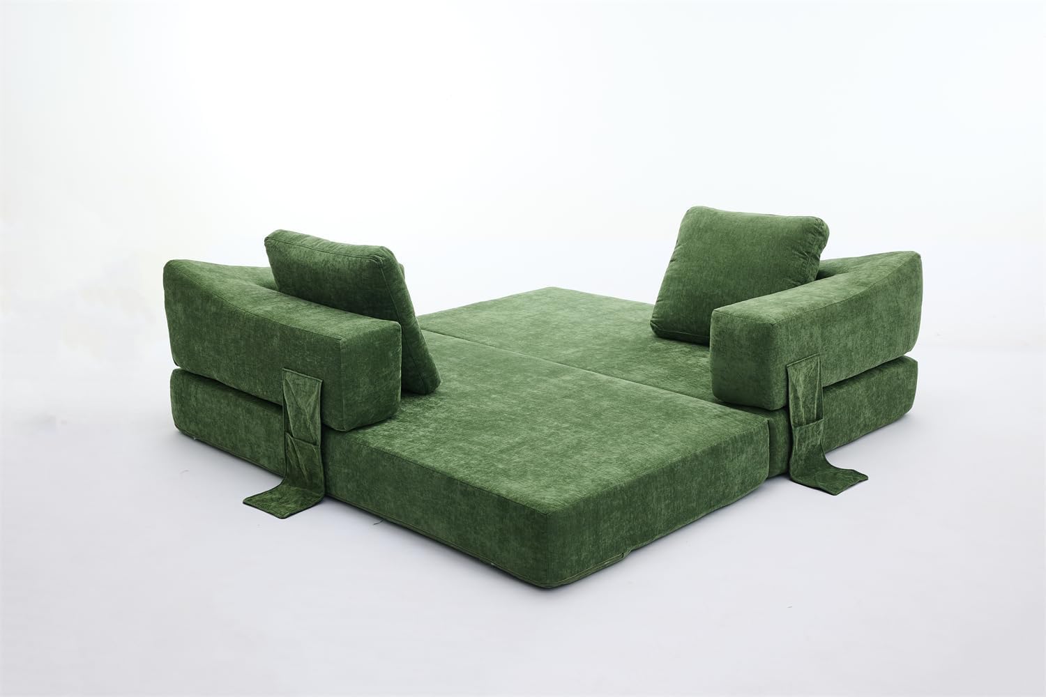 70" Living Room Compressed Foam Sofa with Pull Out Bed & Removable Armrests