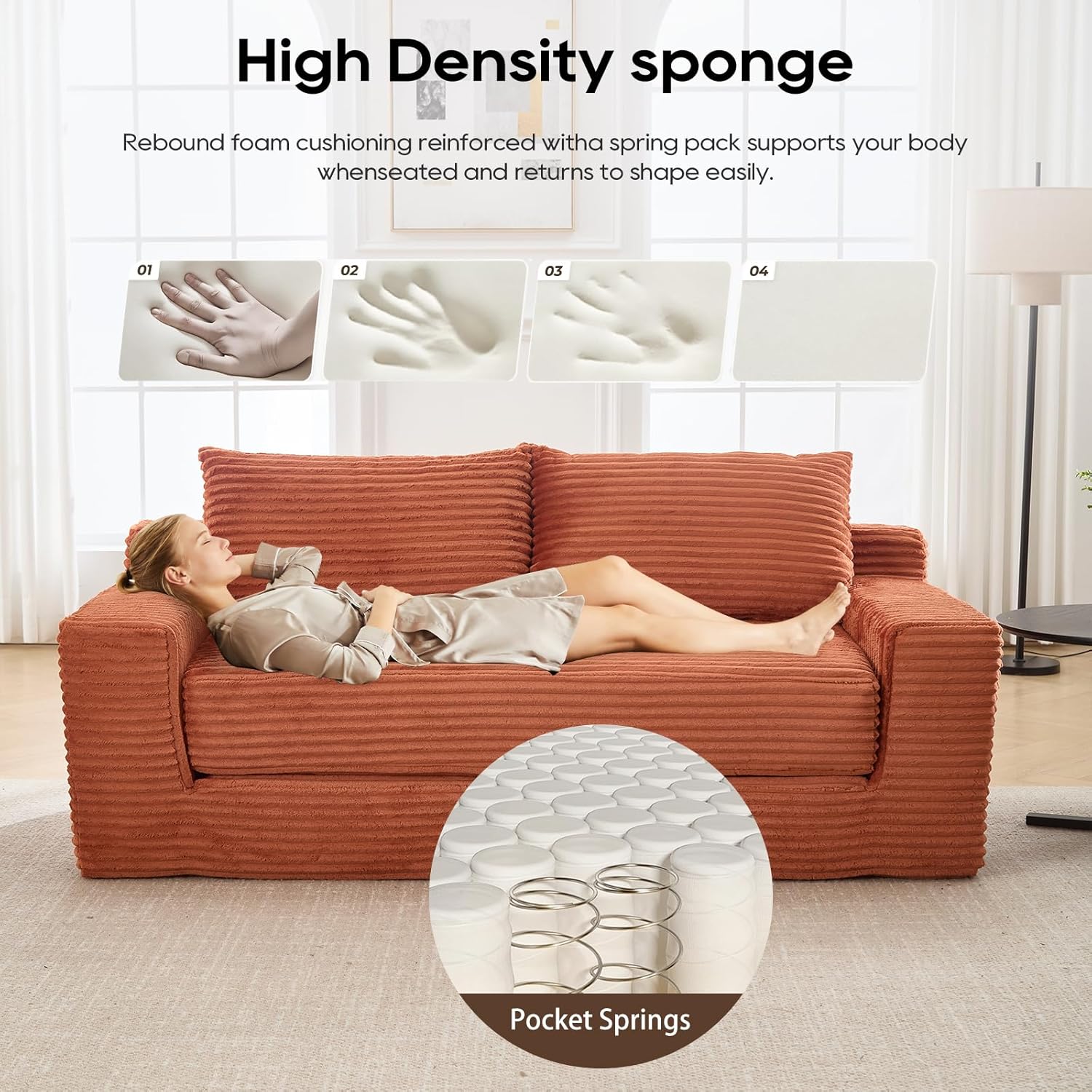 70" Loveseat Compression Sofa with Comfy Deep Seat for Living Room, Apartment