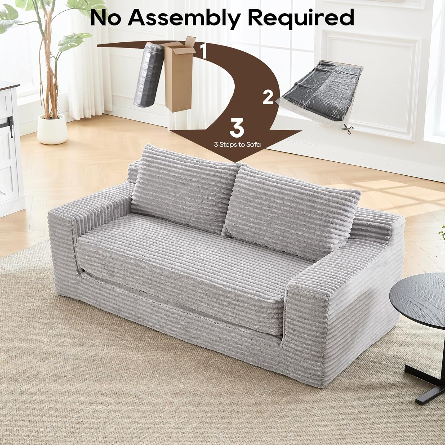 70" Loveseat Compression Sofa with Comfy Deep Seat for Living Room, Apartment