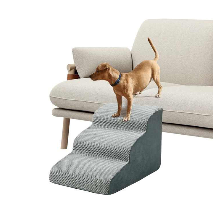 3 Steps Pet Stairs with Certified High Density 30D Foam for Dogs and Cats