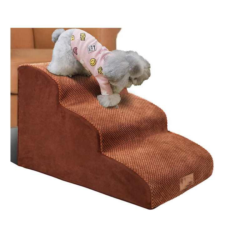 Three Section Removable Multi-Height Comfortable Durable Stable Pet Dog Stairs for High Beds and Couch