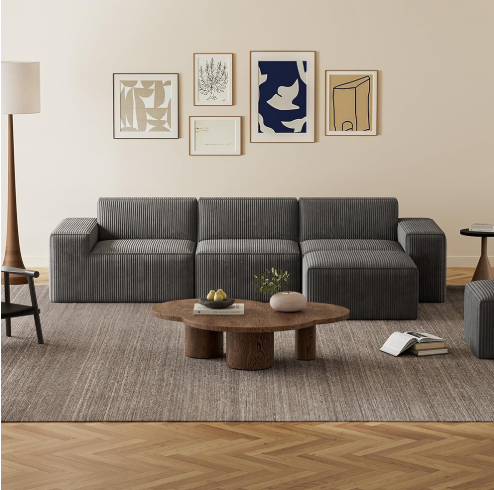 3 Seats Modular Sectional Corduroy Sofa