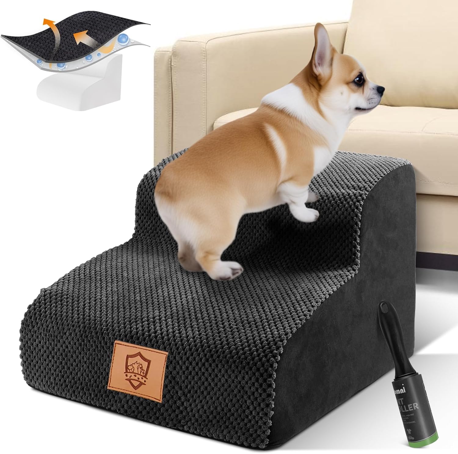 2 Step High Elastic Sponge Dog Stair For Small Animals