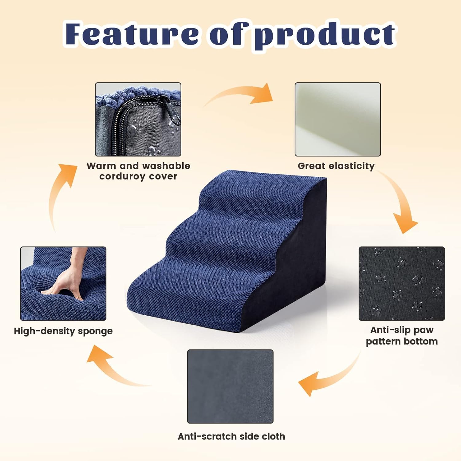 3 Layers Compress Foam Dog Ramp Pet Stairs