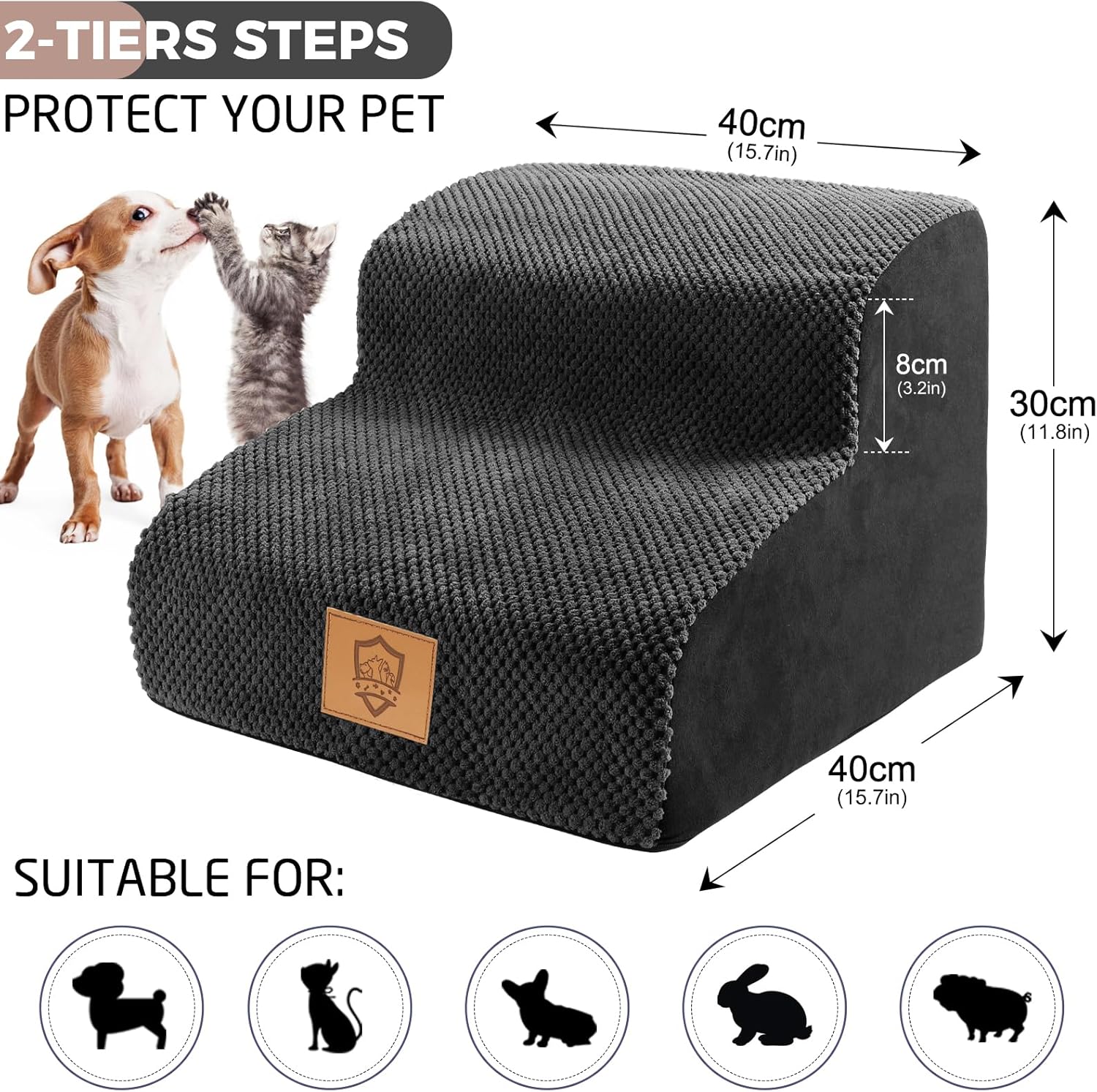 2 Step High Elastic Sponge Dog Stair For Small Animals
