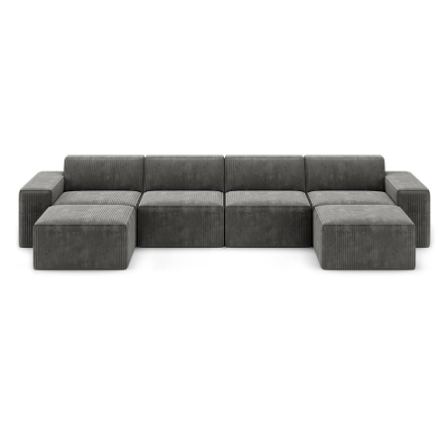 4 Seats Corduroy Modular Sectional Sofa with 30D Compressible Sponge